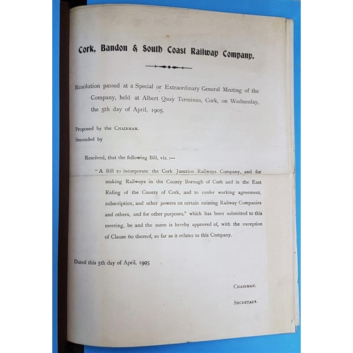 79 - Cork, Bandon and South Coast Railway Company - Bound Collection of Letters c.1905/06 regarding the I... 