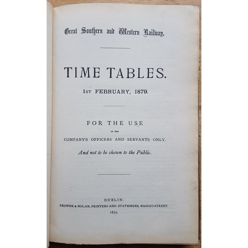 89 - Great Southern and Western Railway - Time Tables, 1st February 1879, leather bound
