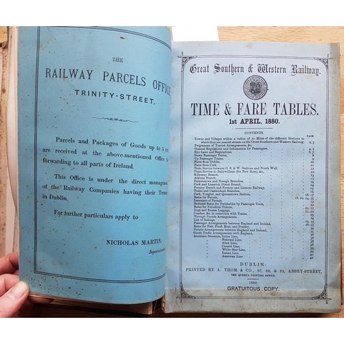 91 - Great Southern and Western Railway - Time and Fare Tables, 1st January 1880, with maps, leather boun... 