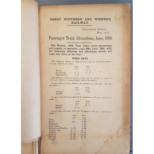 114 - Great Southern & Western Railways Working Time Table from June 1910 with bound in alterations