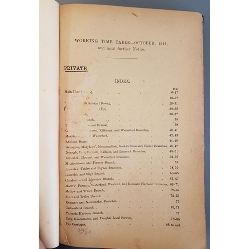 117 - Great Southern & Western Railways Working Time Table 1912 with bound in alterations