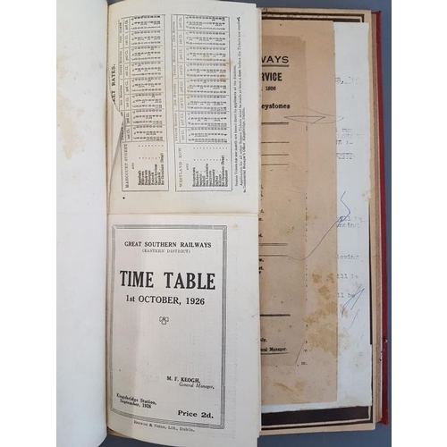 126 - Great Southern Railway Time Tables from Oct 1925 with bound in alterations etc.