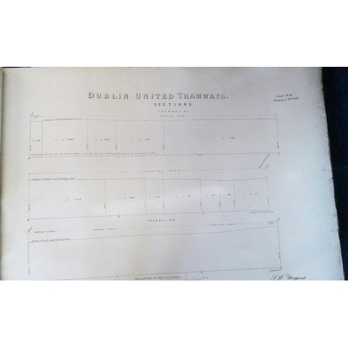129 - Dublin United Tramway Company - Plans and Sections of Seven Tramways, 1894, large folio with 3 illus... 