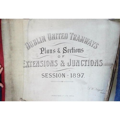 130 - Dublin United Tramway Company - Folio and Sections of Junctions and Extensions, 1897. Large folio wi... 