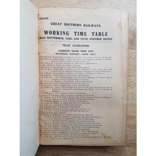 131 - Great Southern Railways Working Time Table 1930 with bound-in alterations