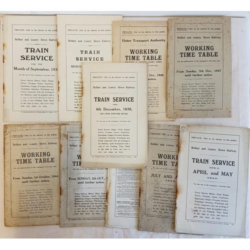 137 - Belfast & County Down Railway Working Time Tables 1936-1948 (For the Company's Servants only) - ... 
