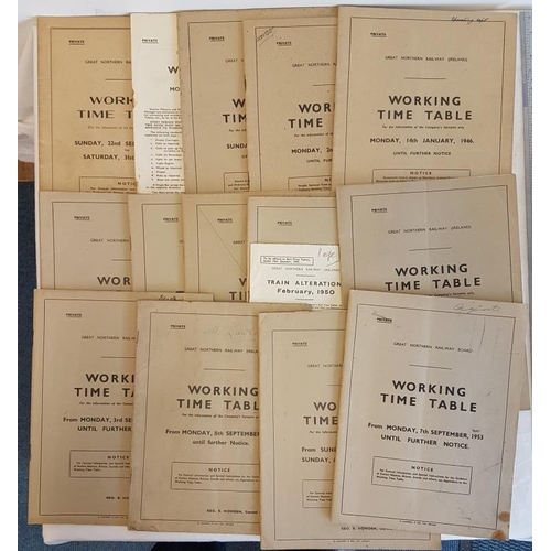 138 - Collection of 25 Great Northern Railway Board Working Time Tables, 1941-1958, for general informatio... 