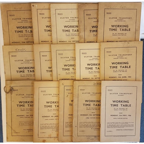 139 - Collection of 15 Ulster Transport Authority Time Tables, 1945-66, For the Information and Guidance o... 