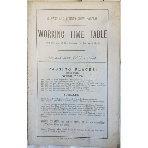141 - Belfast & County Down Railway Working Time Tables 1883-1900 (For the Company's Servants only) - ... 