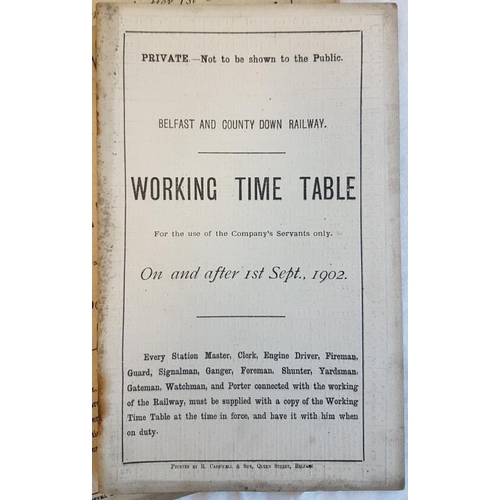 142 - Belfast & County Down Railway Working Time Tables 1901-1904 (For the Company's Servants only) - ... 