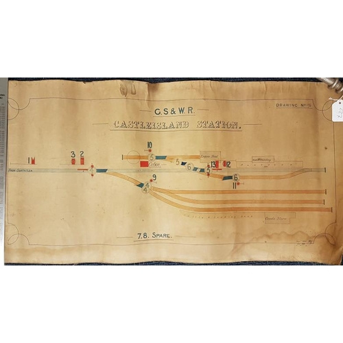 160 - GS & WR Original Hand Drawn and Coloured Diagram of Castleisland Station, c.1900, c.29 x 15in