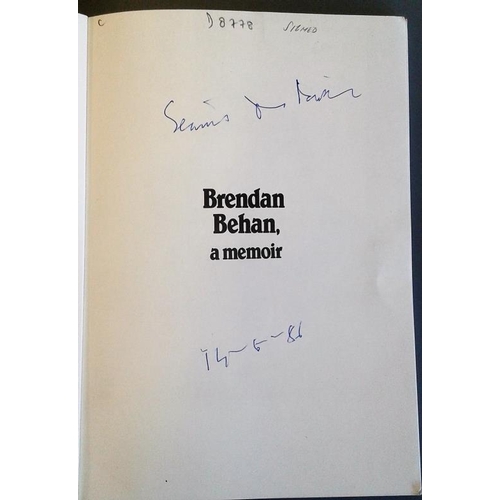 209 - Brendan Behan - A Memoir by Seamus DeBurca 1985 first edition signed by the author and Brendan Behan... 