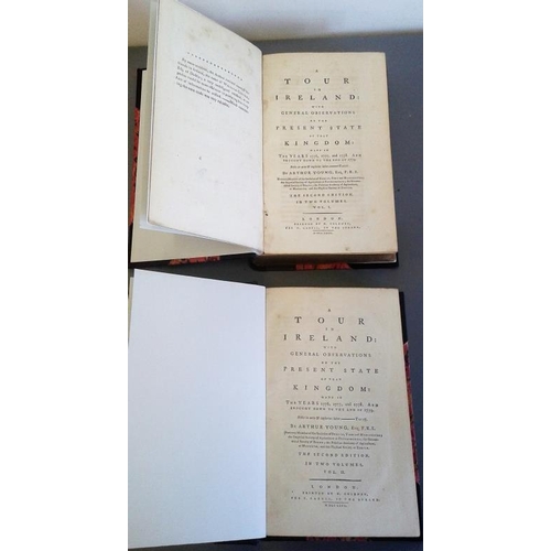 218 - A Tour In Ireland by Arthur Young 1780, 2 vols with plates. Fine modern half calf and crimson boards... 
