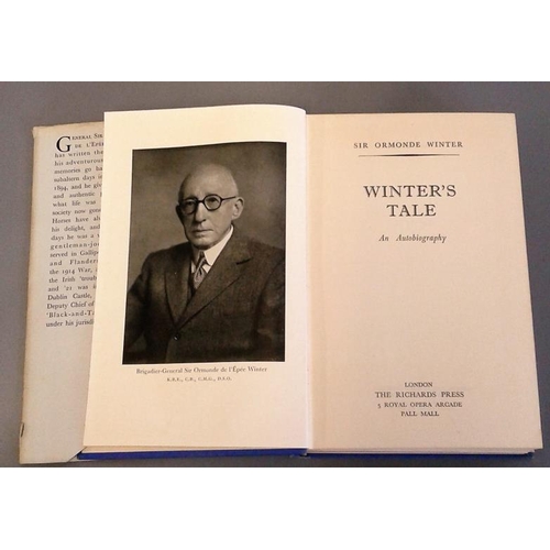 387 - Winter’s Tale. An Autobiography by Sir Ormonde Winter. 1955. Dust wrapper. Scarce book by the deputy... 