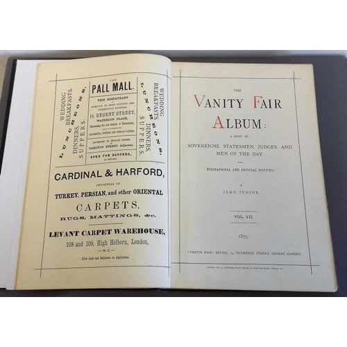 392 - The Vanity Fair Album 1875 with numerous coloured caricatures of Sovereigns, Judges etc.. Large foli... 