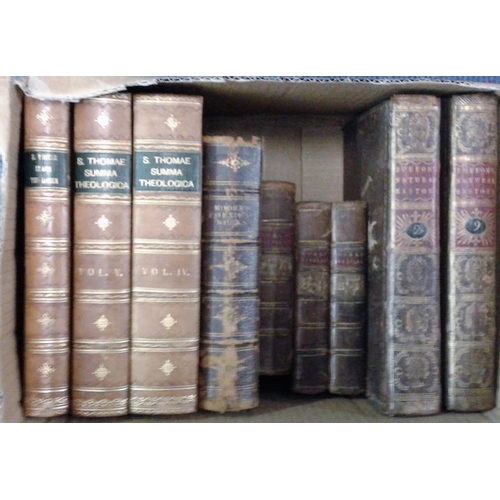 485 - Two small boxes of bindings. Some attractive and early books. 22 books.