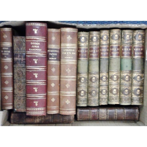 485 - Two small boxes of bindings. Some attractive and early books. 22 books.