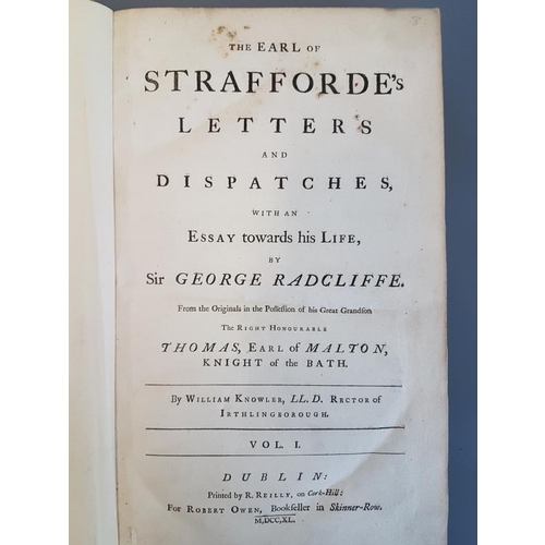 564 - Knowler’s ‘The Earl of Strafforde’s Letters and Despatches with an essay towards his life by Sir Geo... 