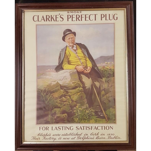 25 - 'Smoke Clarke's Perfect Plug' Advertising Sign - 21.5 x 26.5ins