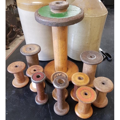 64 - Collection of Various Wooden Thread/Wire Spools