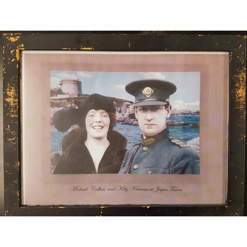99 - Framed Picture of Michael Collins and Kitty Keirnan at Joyce's Tower - 18 x 14ins