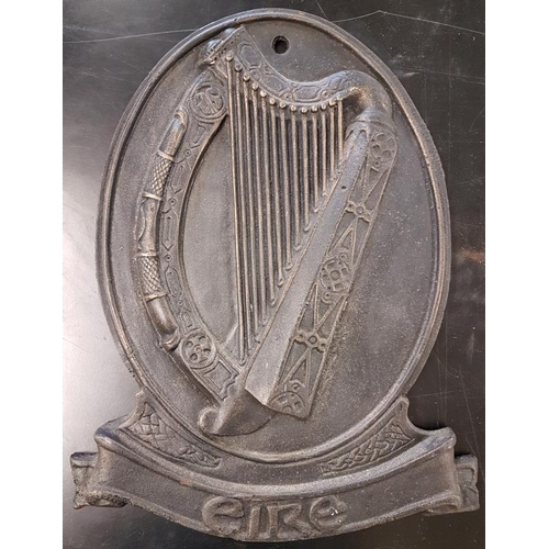 116 - Cast Metal 'Eire' Harp Plaque - 16 x 21ins
