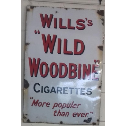 120 - 'Wills's Wild Woodbine Cigarettes' Enamel Advertising Sign - 24 x 36ins
