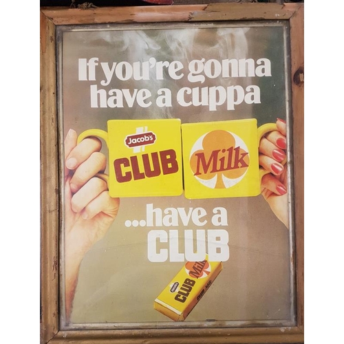 124 - Framed 'Jacobs Club Milk' Advertising Sign - 23.5 x 29.5