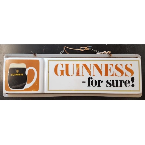 136 - Original 1960's 'Guinness for Sure' Hanging Pub Light - 28 x 8.5ins