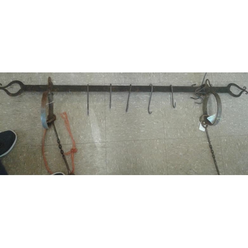 137 - Forge Made Metal Hanger with Hooks