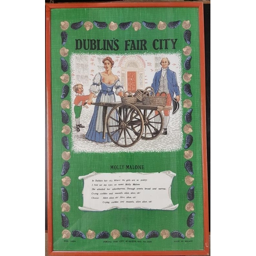 143 - Framed Printed Cloth - Dublin's Fair City/Molly Malone Verse - 13 x 30.5