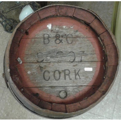 144 - B. & C. Cork Wooden Beer Barrel  - c. 21ins tall