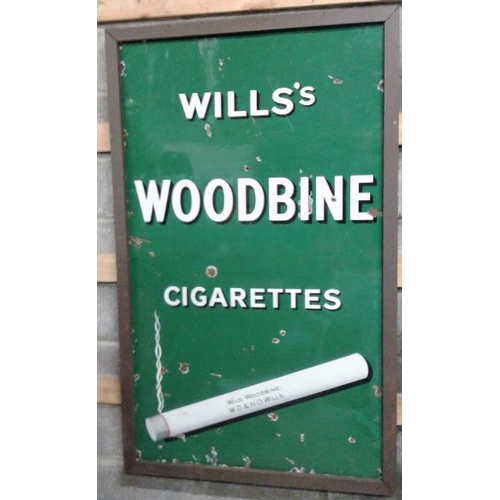 155 - 'Wills Woodbine' Enamel Advertising Sign - 36 x 60ins