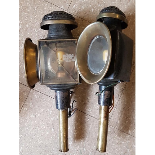 164 - Pair of Victorian Pagoda Top Carriage Lamps (electrified)