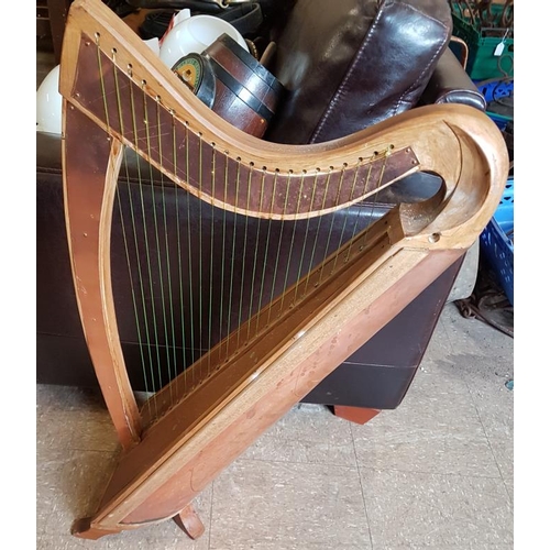 203 - Handcrafted Copper and Wood Celtic Harp - c. 19 x 32ins