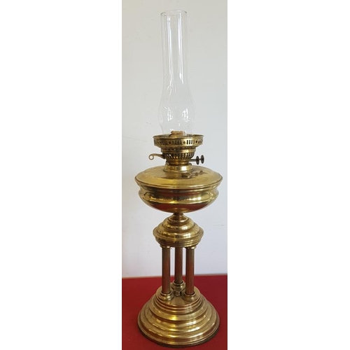 220 - Victorian Three Pillar Brass Oil Lamp