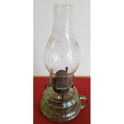245 - Victorian Green Glass Thumb Lamp