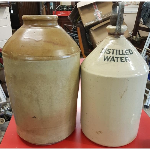 256 - Large Distilled Water Stoneware Jar and a Large Stoneware Crock