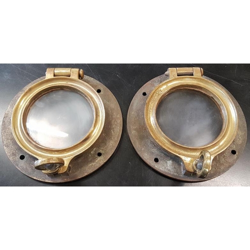 379 - Pair of Brass Portholes - Diameter 9ins