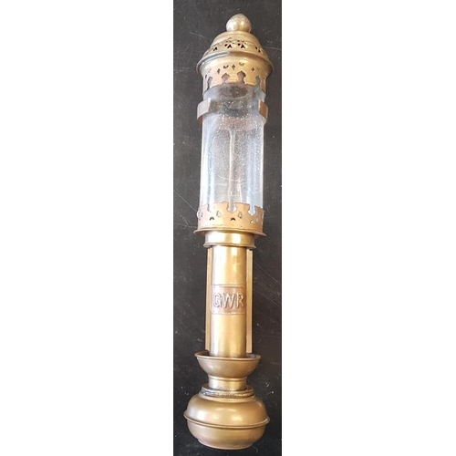 383 - Pair of Great Western Railway Brass Carriage Lamp - 14.5ins Long