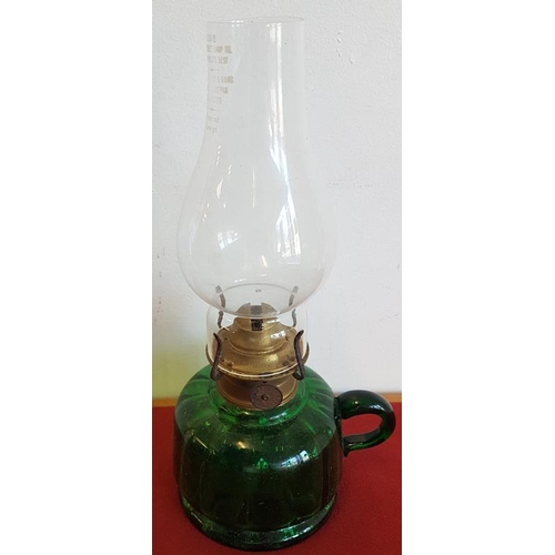 384 - Victorian Green Glass Thumb Lamp