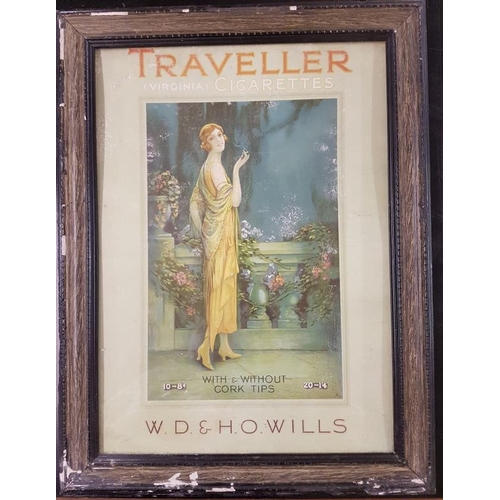420 - Framed 'Wills's Traveller Cigarettes' Advertising Sign - 18 x 23.5ins