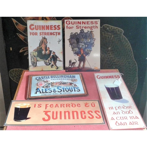 433 - Four Reproduction 'Guinness' Signs and 'Ale & Stouts' Sign