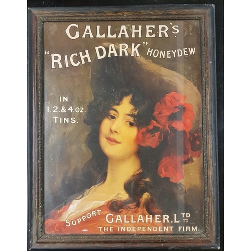 441 - Framed 'Gallaher's Rich Dark Honeydew Tobacco' Sign - 17.5 x 22.5ins
