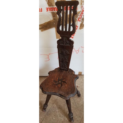 465 - Hand Carved Oak Cock Fighting Chair