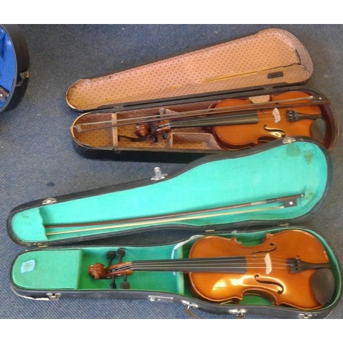 471 - Two Fiddles with Bows in Cases