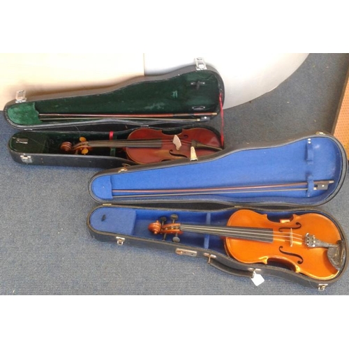 472 - Two Fiddles and Bows (with Cases)