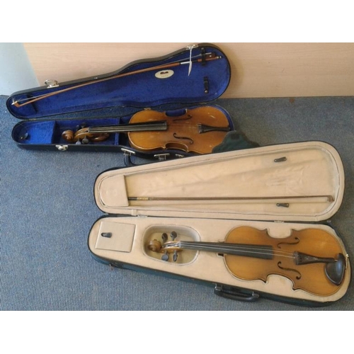 473 - Two Fiddles with Bows in Cases