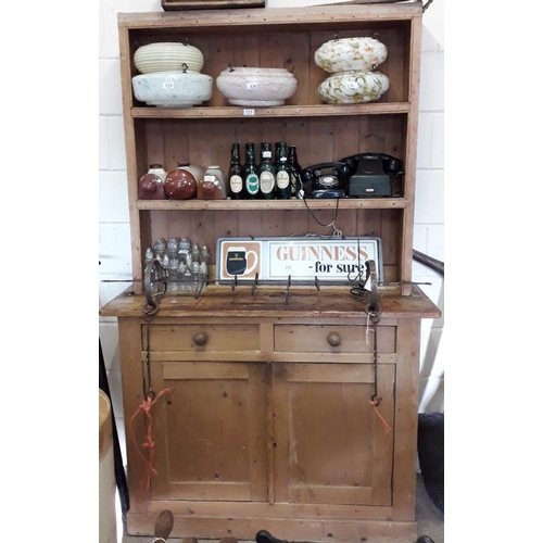 123 - Traditional Irish Farmhouse Dresser with open shelves above a base with a pair of drawers and cupboa... 