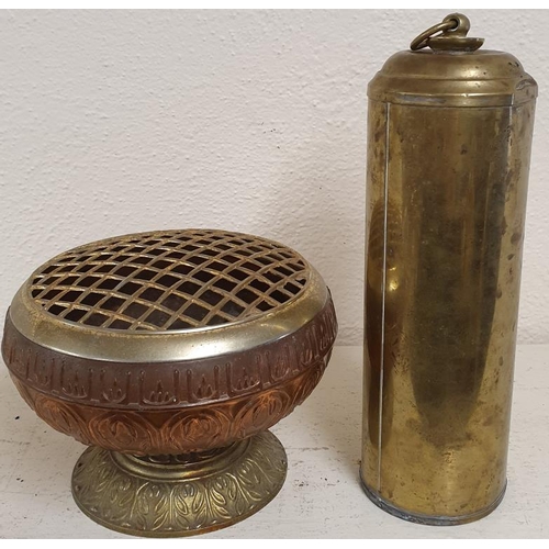 8 - Brass Hot Water Bottle and a Grave Flower Holder